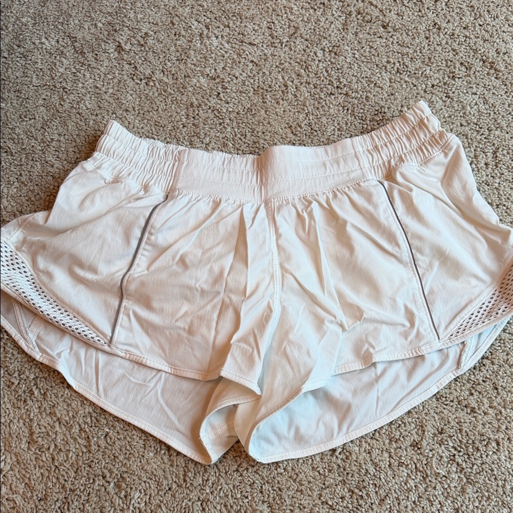 lululemon athletica White Athletic Running Shorts with Mesh Panels